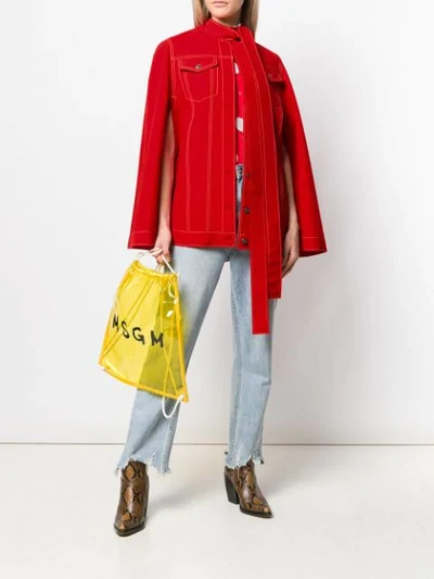 Shop Msgm Contrast Stitching Detailed Jacket In Red