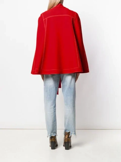 Shop Msgm Contrast Stitching Detailed Jacket In Red