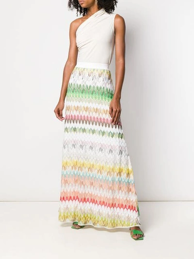 Shop Missoni Woven Chevron Style Skirt In White