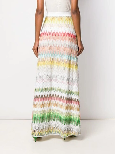 Shop Missoni Woven Chevron Style Skirt In White