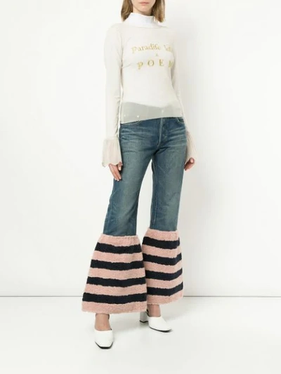 TU ES MON TRÉSOR STRIPED FLARED EDGE JEANS - 蓝色