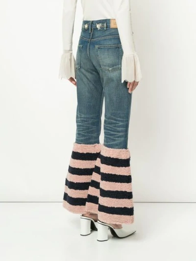 TU ES MON TRÉSOR STRIPED FLARED EDGE JEANS - 蓝色