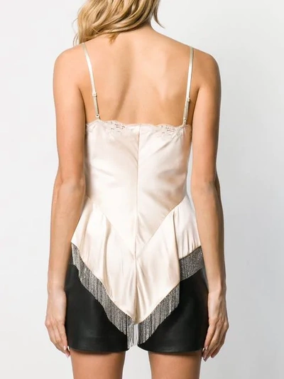 Shop Alexander Wang Ruched Lace Beaded Top In Neutrals