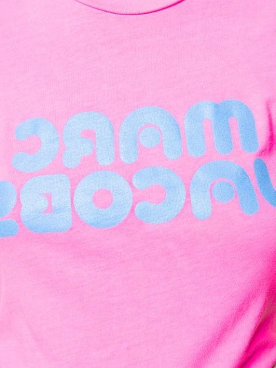 Marc Jacobs Fluorescent Logo Print Tee In Pink