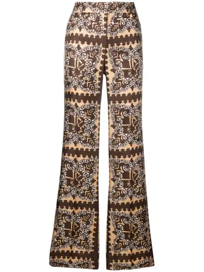 Shop Valentino Bandana Print Trousers In Neutrals