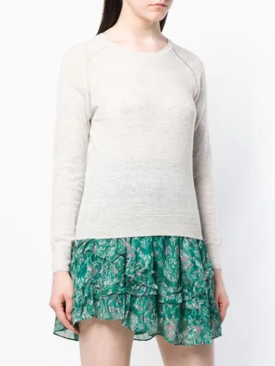 Shop Isabel Marant Étoile Long Sleeved Melange Knit Top In Grey