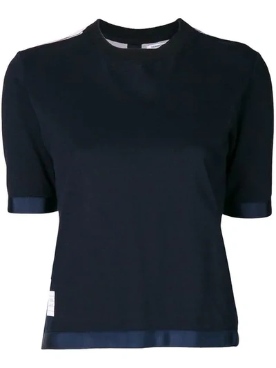 Shop Thom Browne Sheer Back Buttoned Top In Blue