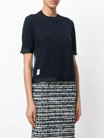 Shop Thom Browne Sheer Back Buttoned Top In Blue