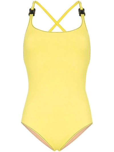 Shop Alyx Racerback Buckle Strap Swimsuit In Yellow
