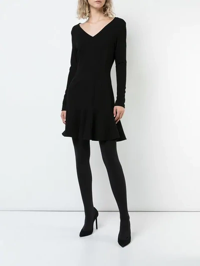 Shop Josie Natori Ruffle Hem Dress In Black