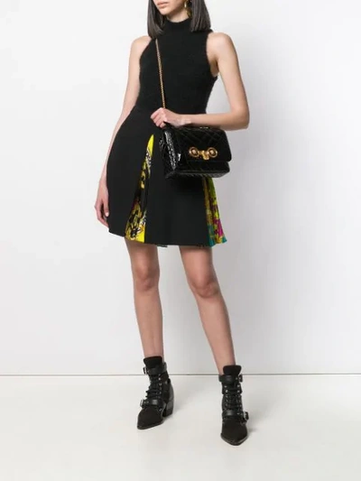 Shop Versace Textured Cropped Sleeveless Top In Black