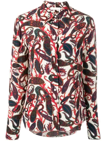 Shop Chloé Paisley Print Shirt In 9a5 Blue - Red 1