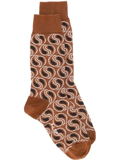 Shop Marni Patterned Socks In Tum29 Maroon