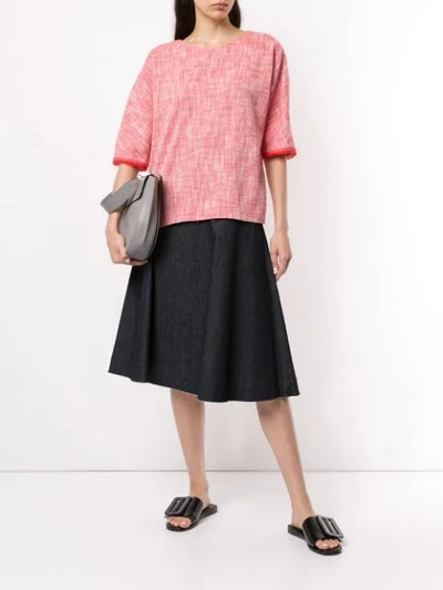 LANVIN SCRIBBLE PATTERN TOP - 红色