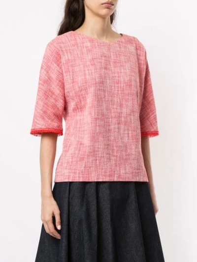 LANVIN SCRIBBLE PATTERN TOP - 红色