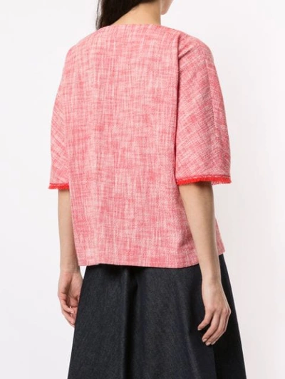 LANVIN SCRIBBLE PATTERN TOP - 红色