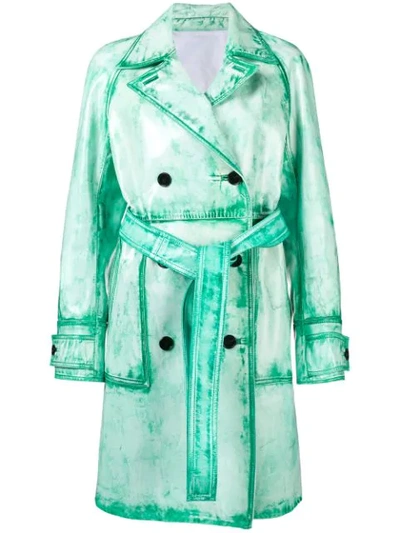 Shop Calvin Klein 205w39nyc Washed Double Breasted Trench Coat In Green
