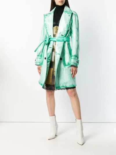 Shop Calvin Klein 205w39nyc Washed Double Breasted Trench Coat In Green