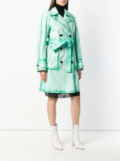 Shop Calvin Klein 205w39nyc Washed Double Breasted Trench Coat In Green