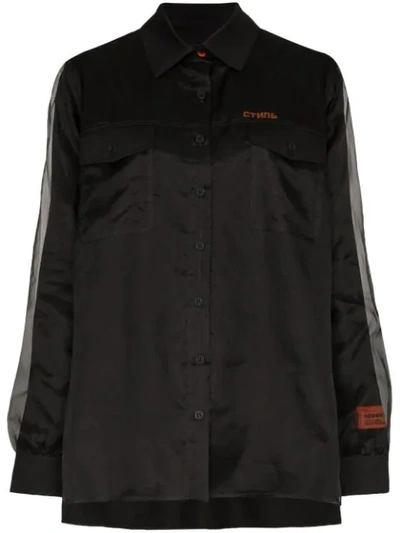Shop Heron Preston Double-layer Silk Shirt In Black