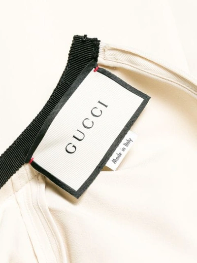 Shop Gucci Grosgrain Trim Shift Dress - Neutrals