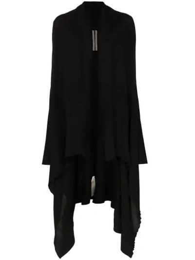 Shop Rick Owens Long Sleeve Wool Draped Cardigan - Black