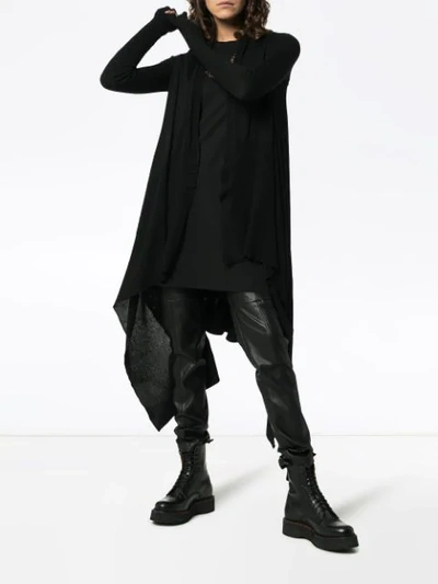 Shop Rick Owens Long Sleeve Wool Draped Cardigan - Black
