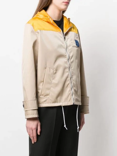 Shop Prada Yellow Panelled Hooded Jacket In F0h3a