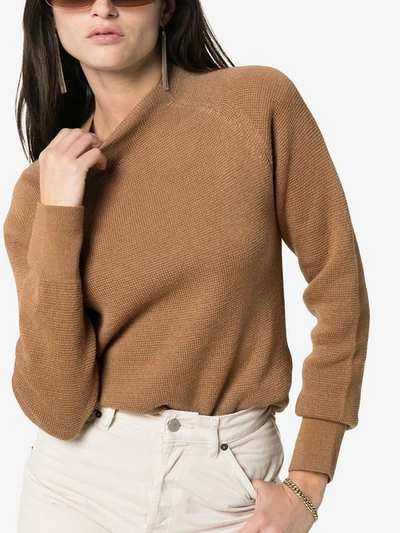 Shop Carcel Milano Crew Neck Alpaca Wool Jumper In Brown