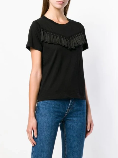 REBECCA MINKOFF TASSEL TRIM T-SHIRT - 黑色