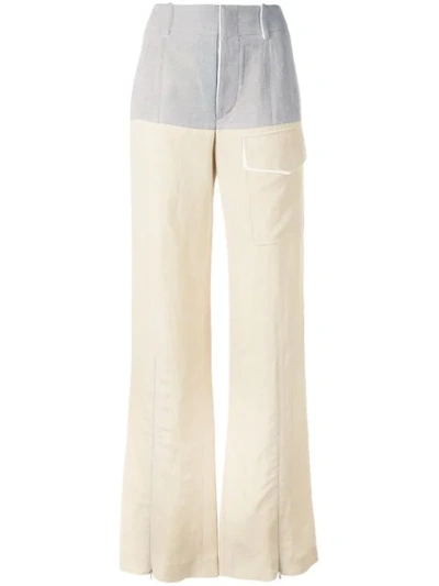 CHLOÉ COLOUR BLOCK WIDE LEG TROUSERS - 大地色