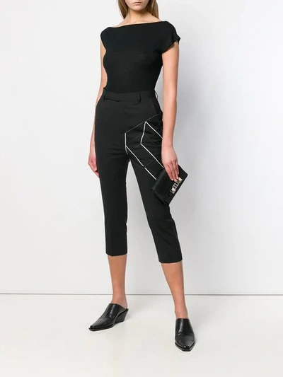 Shop Rick Owens Embroidered Cropped Trousers In Black