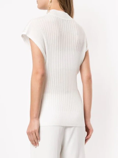 Shop Lee Mathews Shortsleeved Knitted Top In White