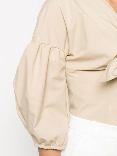 Shop Pinko Caterina Front Knot Blouse In Neutrals