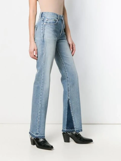 Shop Saint Laurent Contrast Flared Jeans In Blue