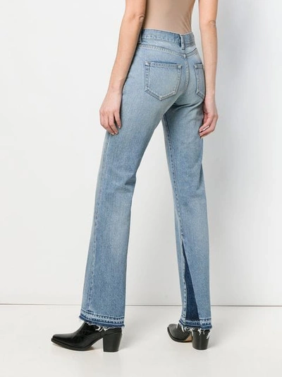 Shop Saint Laurent Contrast Flared Jeans In Blue