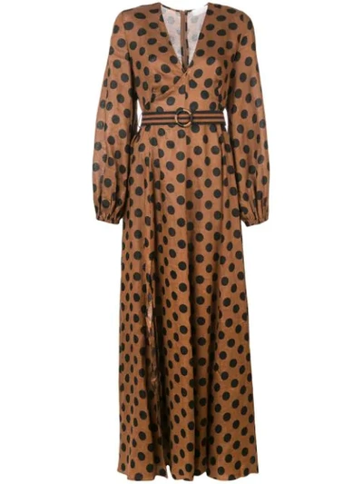 Shop Zimmermann Juno Split Long Dress In Brown