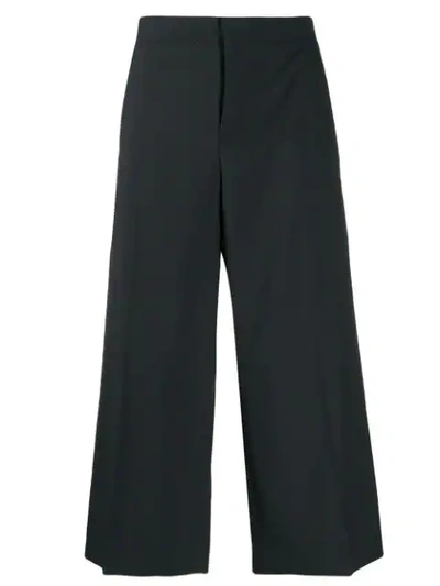 Shop Marni Cropped Wide Leg Trousers In Black