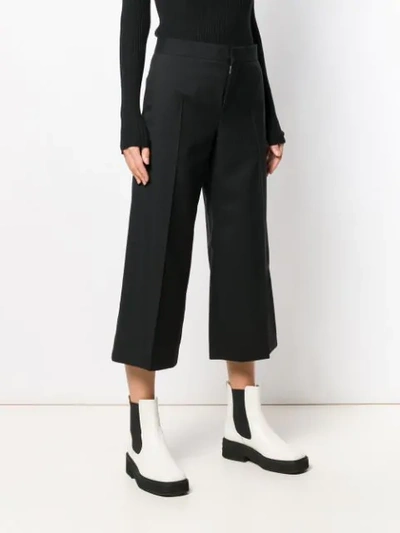 Shop Marni Cropped Wide Leg Trousers In Black