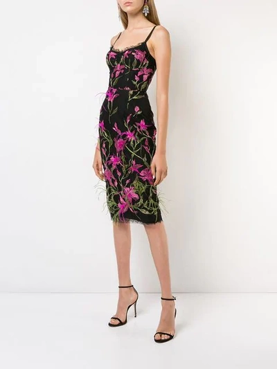 Shop Marchesa Notte Embroidered Floral Dress In Black