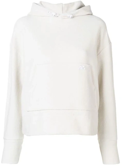 Shop Courrèges Embroidered Logo Hoodie In Neutrals