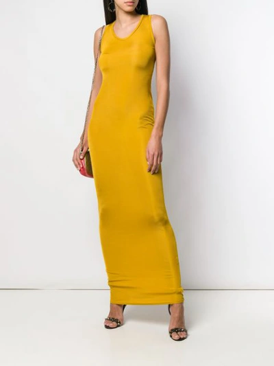 Shop Alexandre Vauthier Long Fitted Dress In Yellow