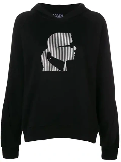 Shop Karl Lagerfeld Ikonik Karl Head Hoodie In Black