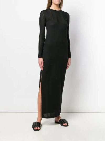 Shop Barrie Long Knitted Dress In Black