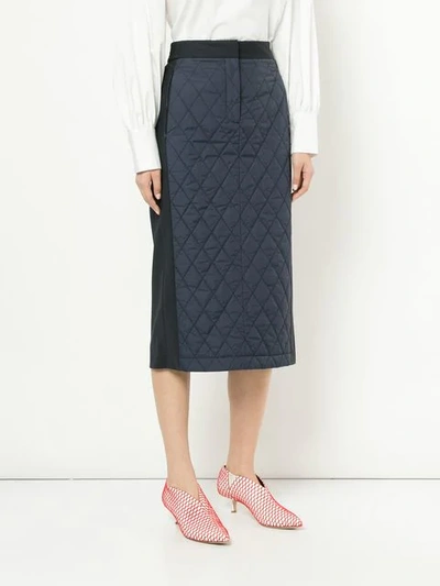 Shop Tibi Quilted Combo Skirt In Black