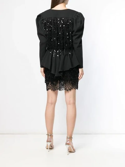 Shop Alessandra Rich Fringed Sequin Jacket In Black