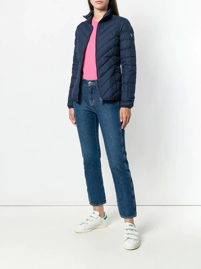 Shop Ea7 Zipped Puffer Jacket In Blue