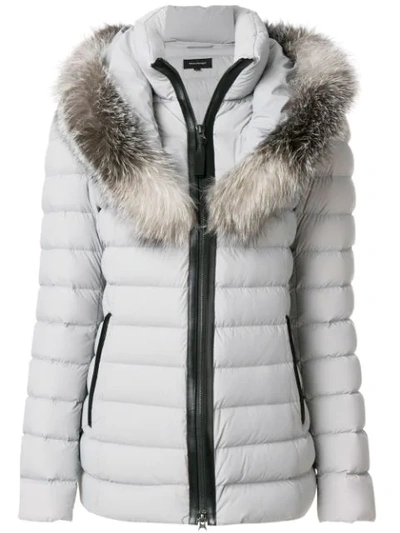 Shop Mackage Fur Trimmed Padded Coat In Grey