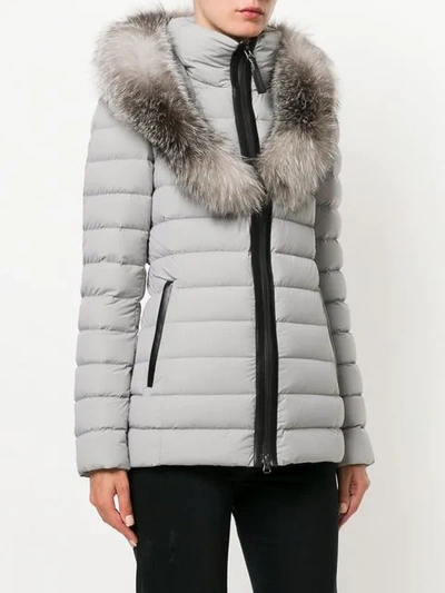 Shop Mackage Fur Trimmed Padded Coat In Grey