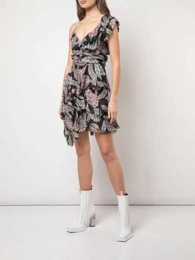 Shop Isabel Marant Printed Ruffle Dress In Black